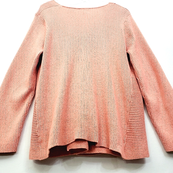 Nwot Jh Collectibles Salmon w/Soft Gold Metallic Shimmer Ribbed Cardigan - Picture 16 of 17